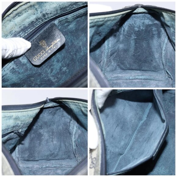 GUCCI GG Supreme Sherry Line Hand Bag PVC Navy Gold 012 3842 58 Auth gh1137 - Picture 16 of 16